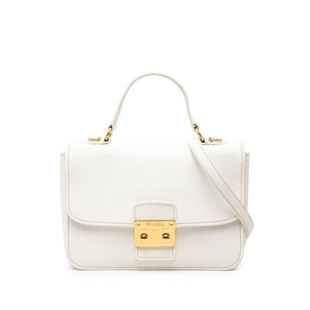 Miu Miu Leather Madras Shoulder Bag White